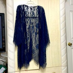 Wallflower women’s laced cover up navy blue